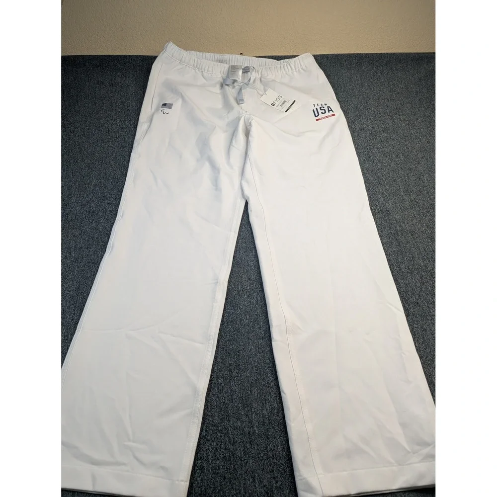 FIGS Team USA Medical Team Pisco Basic Scrub Pants Mens Large White NWT